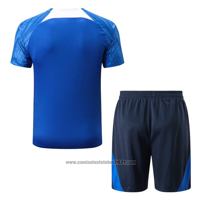 Fato de Treino Franca Manga Curta 2022-2023 Azul - Calcas Curta